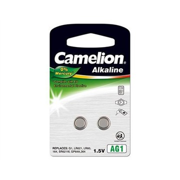 Camelion AG1/LR60/LR621/364, Щелочной кнопочный элемент, 2 шт.
