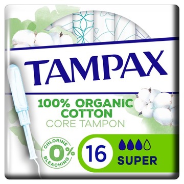 Tampony TAMPAX ORGANIC SUPER 16 sztuk z aplikatorem