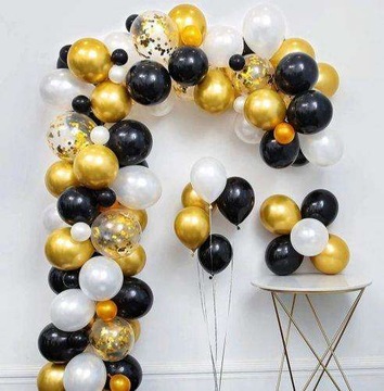 ШАР-ГИРЛАНД 120ШТ ЗОЛОТО ЧЕРНЫЙ КОНФЕТТИ 5м