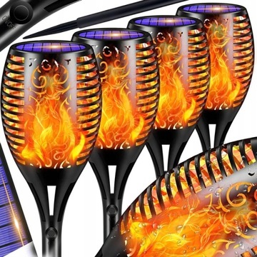 LAMPA SOLARNA LED POCHODNIA EFEKT PŁOMIEŃ OGIEŃ LAMPKI SOLARNE 4 SZTUKI