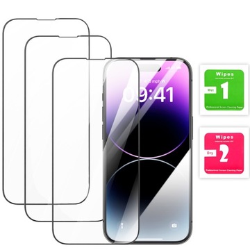 3X SZKŁO HARTOWANE SZYBKA OCHRONNA 5D CAŁY EKRAN do IPHONE 14 PRO 15 15 PRO