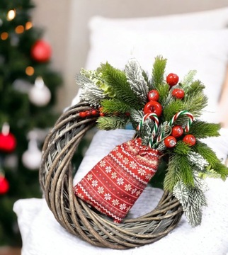 Рождественский венок на дверь Рождественский венок украшение центральный подарок