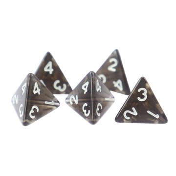 ZESTAW 25 KOSTEK K4 RPG OBSYDIANOWA STRAŻNICA KOŚĆ CZTEROŚCIENNA