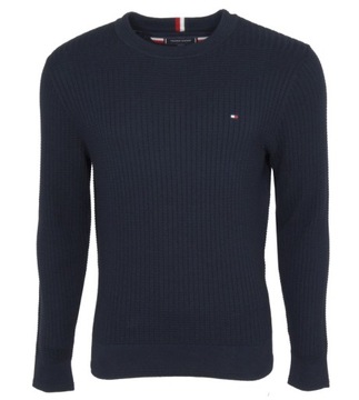 TOMMY HILFIGER sweter męski, bawełniany, granatowy, S