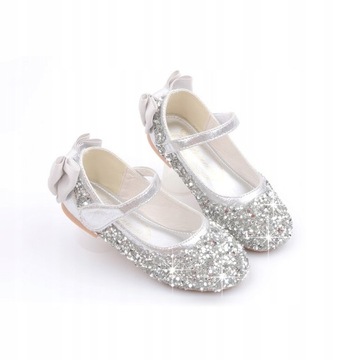 Miękkie buty do tańca z cekinami--srebrny r.29