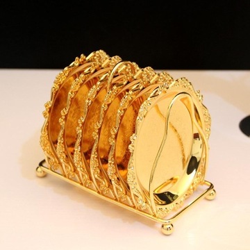 7 шт Десертные тарелки с ручкой - Золото.