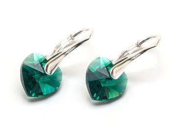 Srebrne Kolczyki 925 z kr. Swarovski Serca 10 EME