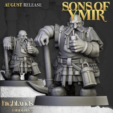 Отряд гномов-шахтеров - Highlands Miniatures Oldhammer Unit CMD (3 модели)