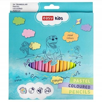 KREDKI TRÓJKĄTNE PASTELOWE 24 KOLORY EASY