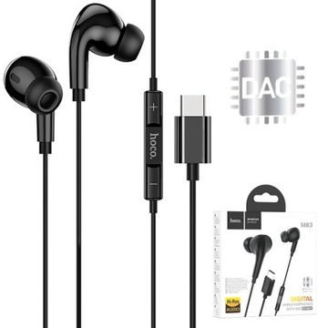 SŁUCHAWKI AUDIO DOKANAŁOWE SPORTOWE USB TYP TYPU C USB-C TYPE-C DAC 32Ohm