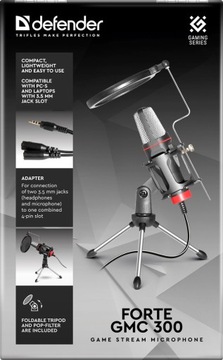 ПОТОКОВЫЙ МИКРОФОН DEFENDER FORTE GMC 300