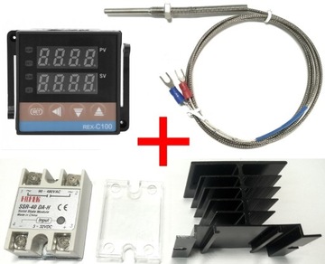 Regulator temperatury REX-C100 + czujnik 0-800*C + SSR 40A + radiator