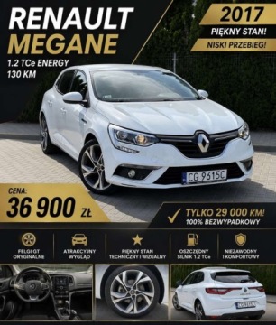 Renault Megane IV Hatchback 5d 1.2 Energy TCe 100KM 2017 Renault Megane PRZEBIEG 28 tys.Km AutomatBenzynaPiekny WygladZadbany