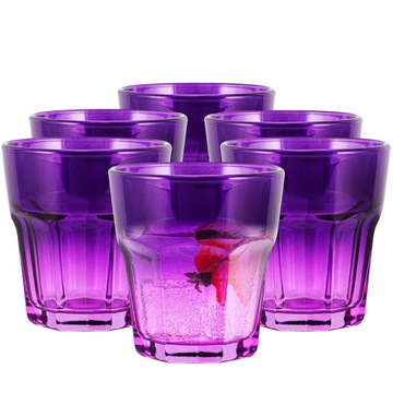 SZKLANKI Fioletowe Ombre DO NAPOJÓW 6x280 ml Niskie NA IMPREZĘ Grilla