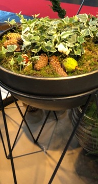 ЗОЛОТОЙ МЕТАЛЛИЧЕСКИЙ ЦВЕТОЧНЫЙ ГОРШОК 43x32см С ПОДСТАВКОЙ