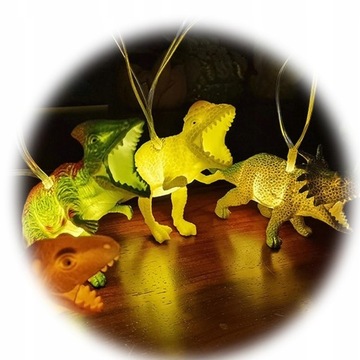 LAMPKI NOCNE LED ŁAŃCUCH OZDOBNY DINOZAURY DLA DZIECI NA PREZENT SILIKONOWE