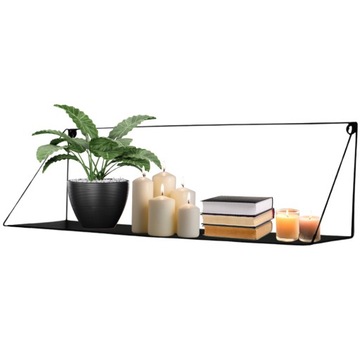 PÓŁKA ŚCIENNA WISZĄCA METALOWA CZARNA LOFT NA ŚCIANĘ 80 cm INDUSTRIALNA