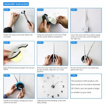 Акриловая наклейка с зеркальным эффектом арабских цифр