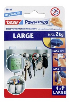 МОНТАЖНЫЕ ЗАПЛАТЫ TESA POWERSRIPS БОЛЬШИЕ 4 шт. 2 кг