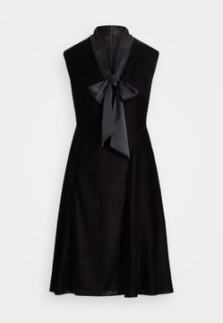 Sukienka welurowa, koktajlowa, czarna z kokardą Lauren Ralph Lauren 46