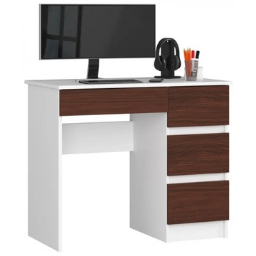 Biurko komputerowe białe wenge 90 cm 4 szuflady