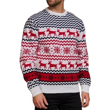 Męski sweter z długim rękawem i łosiem świątecznym