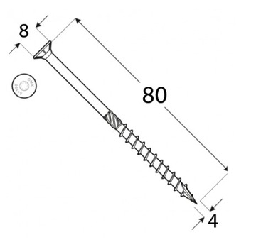 Шурупы столярные по дереву 4х80 КОНУСНЫЕ 100 шт.