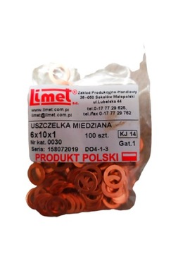 PODKŁADKA MIEDZIANA M6X10X1 10 SZT