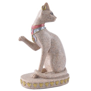 2x Statuetka Kota Mau Retro Ręcznie Rzeźbiona