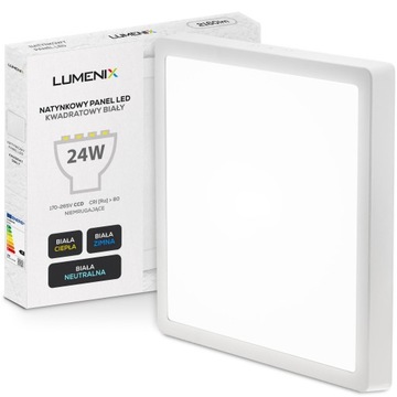 PANEL plafon sufitowy LED NATYNKOWY KWADRAT 24W 2160lm Nie mruga CCD SLIM