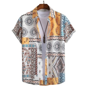Koszula męska casual przewiewna ciekawy wzór print idealna na wiosne/lato