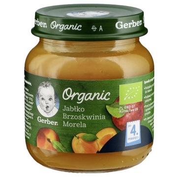 Десерт Яблоко Персик Абрикос Gerber Organic 4 мес+ 125 г