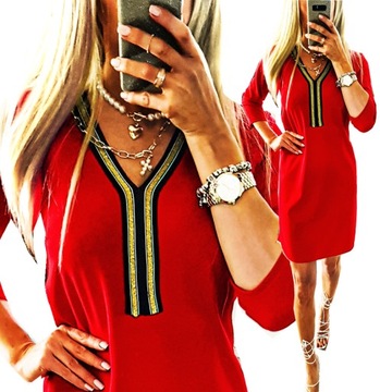 . SUKIENKA CZERWONA PLUS SIZE WYSZCZUPLAJACA 50