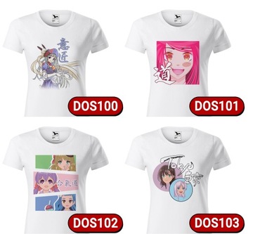 T-Shirt Koszulka Damska Bawełniana Biała S Anime Girl Bad Ass Wzory