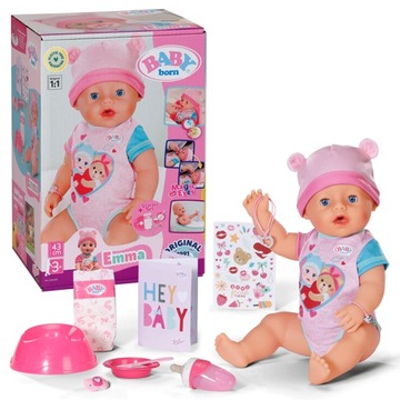 BABY BORN LALKA EMMA 43 CM BOBAS INTERAKTYWNA REALISTYCZNA AKCESORIA 3+