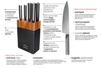 НАБОР НОЖЕЙ ZWIEGER Darque в блоке акации, 5 шт.