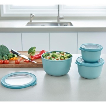 НАБОР ИЗ 3 БЕЛЫХ МЕПАЛЬНЫХ ЧАШ CIRQULA С КРЫШКОЙ