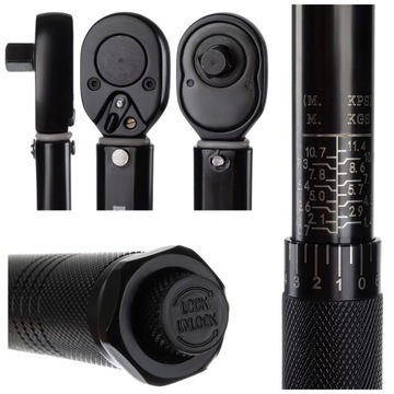 Klucz Dynamometryczny 3/8 Do Kół Świec 7-112Nm Z Blokadą Czarny + Etui