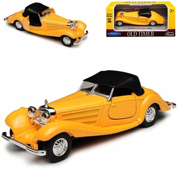 1936 MERCEDES-BENZ 500K Metalowy MODEL Welly 1:34 Żółty Old Timer.
