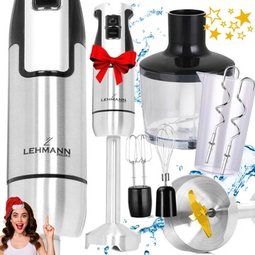 MOCNY BLENDER RĘCZNY WIELOFUNKCYJNY MIKSER Kielich + Miski Szejk PREMIUM