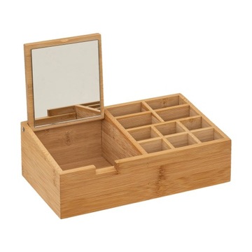ORGANIZER bambusowy Z LUSTERKIEM stylowy 24x14cm