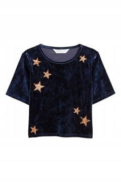 H&M HM Krótki top z aksamitu Gwiazdki 146/152
