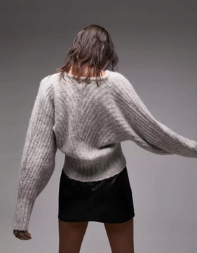 topshop hbj oversize beżowy sweter prążki XXL