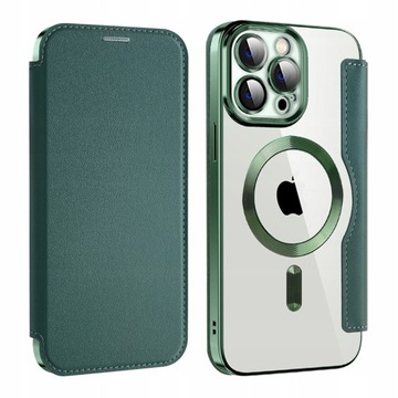 ETUI FLIP Z KLAPKĄ DO MAGSAFE OBUDOWA CASE DO IPHONE 13 PRO MAX GREEN