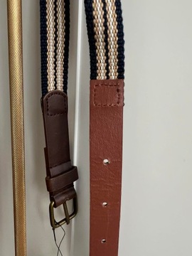 ДЕТСКИЙ плетеный тканевый ремень для брюк в полоску ZARA, 82 см, новый