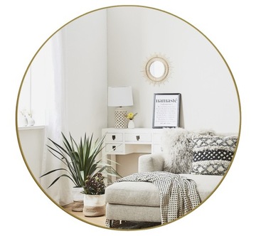 LUSTRO OKRĄGŁE ŚCIENNE LOFT RAMA 70 CM ZŁOTE