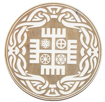 Obraz Słowiański Ręce Boga Drewno Symbol Solarny