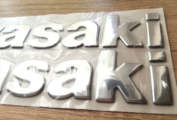 Эмблема-логотип Kawasaki СЕРЕБРЯНАЯ надпись 2x 20см + подарок