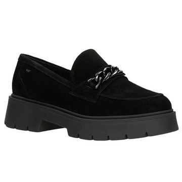 BUTY DAMSKIE WELUROWE półbuty mokasyny Wojas GRUBA PODESZWA czarne r. 36
