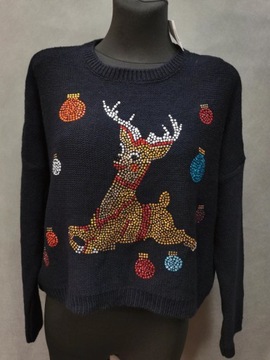 Topshop nowy sweter świąteczny renifer krótki 40